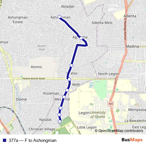 377a bus Line Map