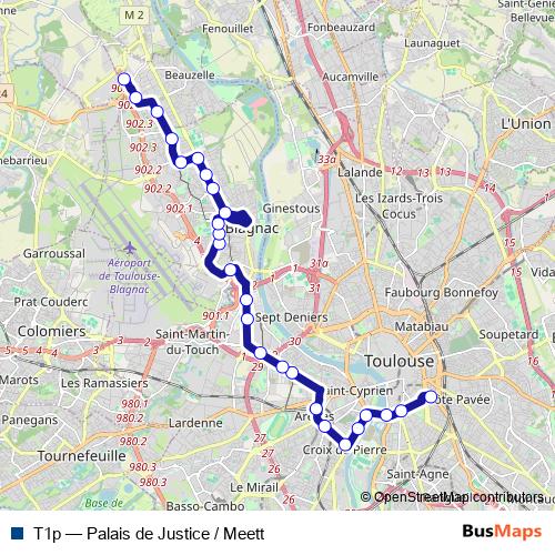 T1p bus Line Map