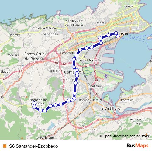 S6 Santander-Escobedo bus Line Map