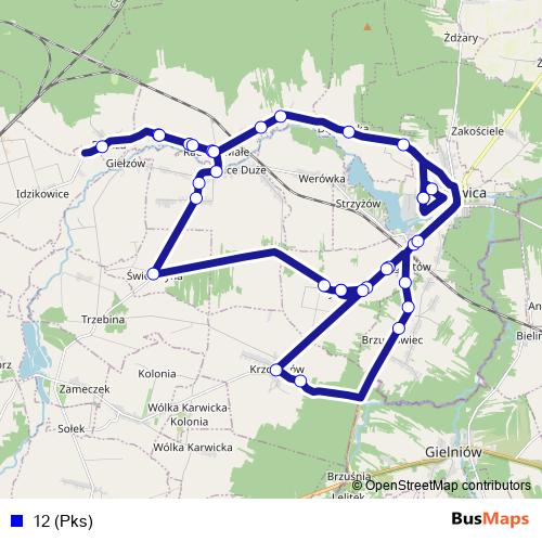 12 (Pks) bus Line Map
