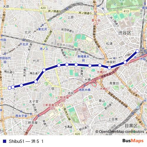 Shibu51 bus Line Map