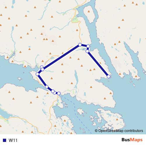 W11 bus Line Map