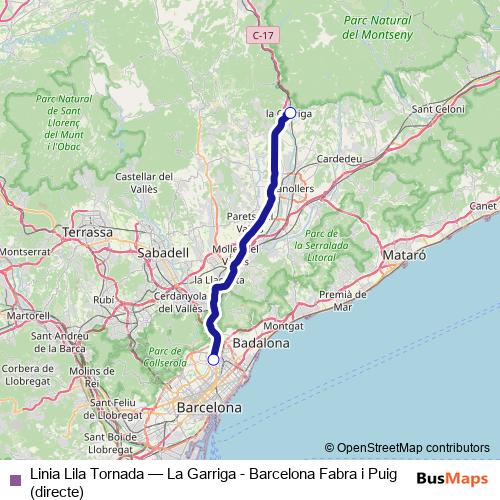 Linia Lila Tornada bus Line Map