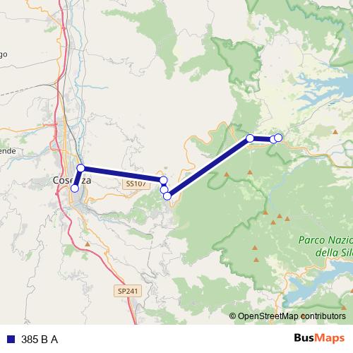 385 B A bus Line Map