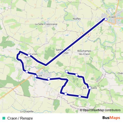Craon / Renaze bus Line Map