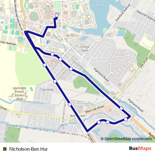 Nicholson-Ben Hur bus Line Map