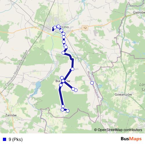 9 (Pks) bus Line Map