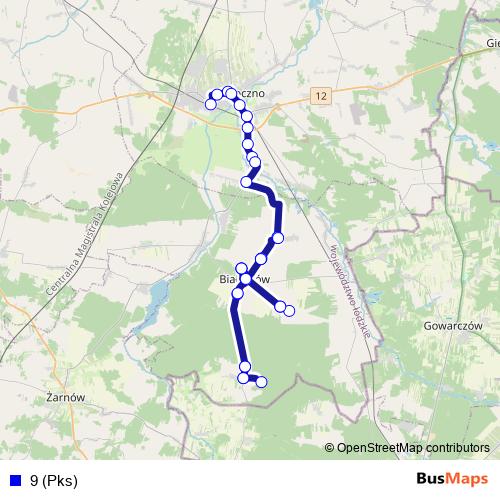 9 (Pks) bus Line Map