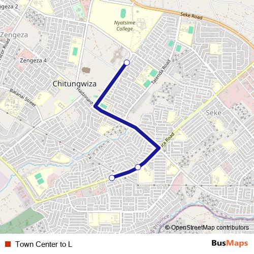 Town Center to L bus Line Map