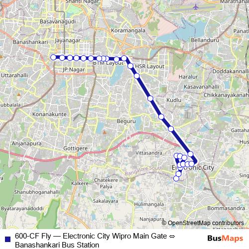 600-CF Fly bus Line Map