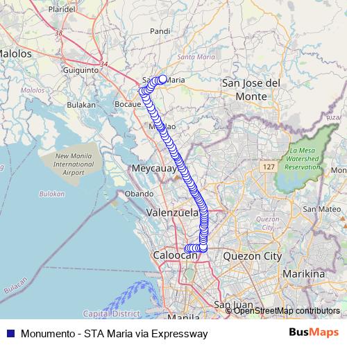 Monumento - STA Maria via Expressway bus Line Map