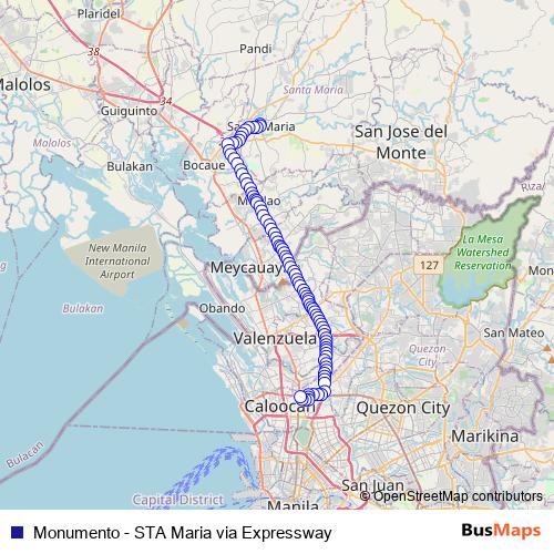 Monumento - STA Maria via Expressway bus Line Map