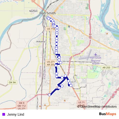 Jenny Lind bus Line Map