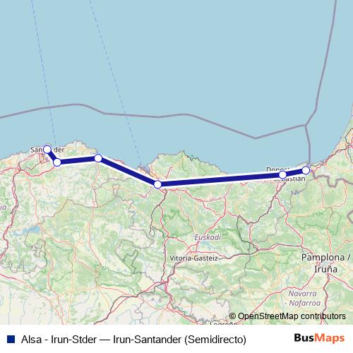 Alsa - Irun-Stder bus Line Map