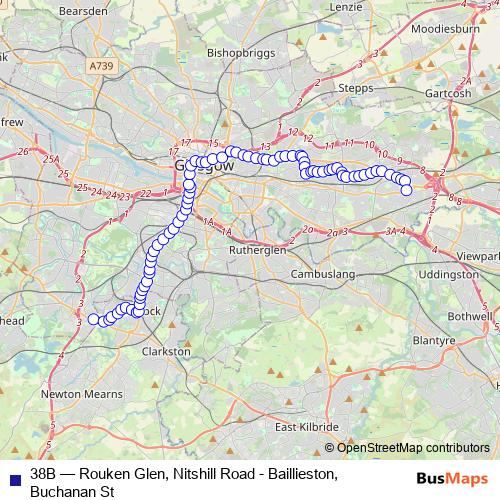 38B bus Line Map