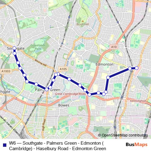 W6 bus Line Map
