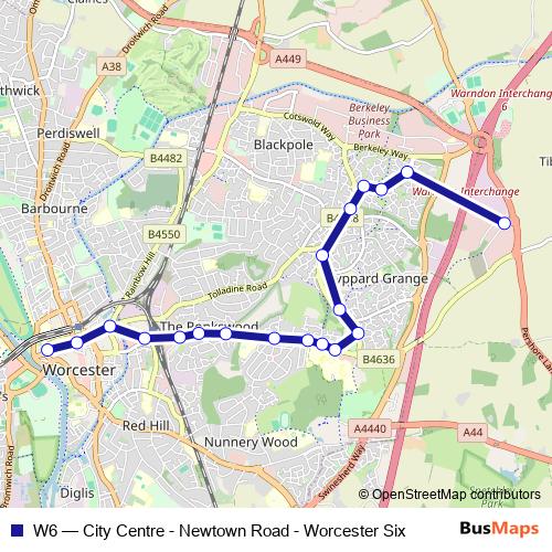 W6 bus Line Map