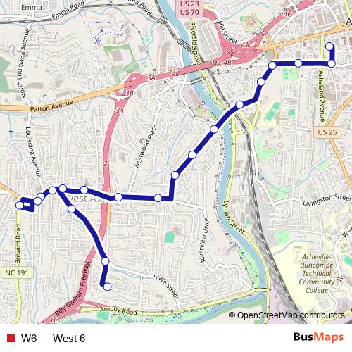 W6 bus Line Map