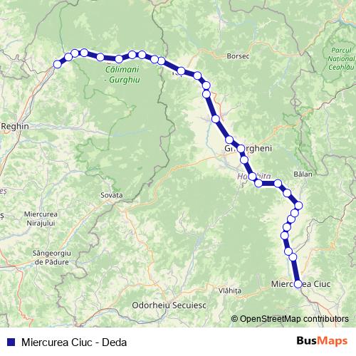 Miercurea Ciuc - Deda rail Line Map