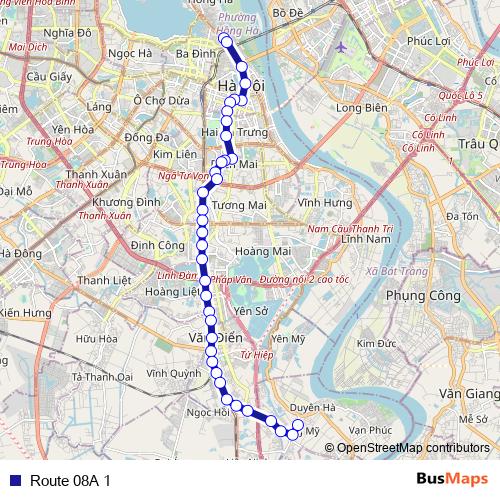 Route 08A 1 bus Line Map
