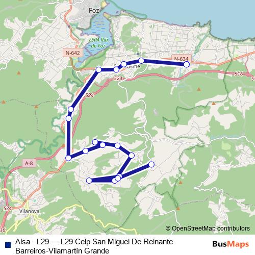 Alsa - L29 bus Line Map