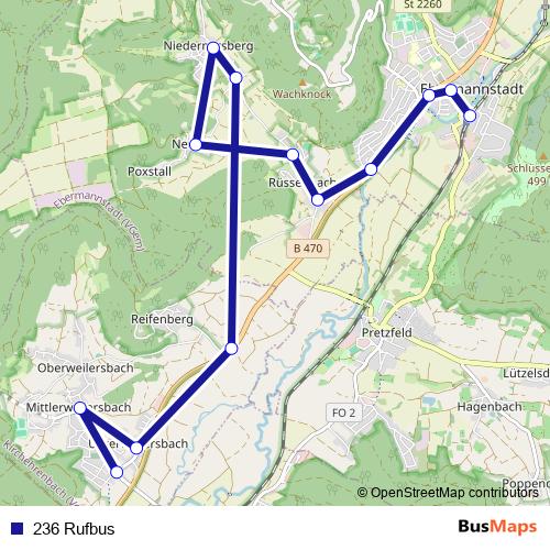 236 Rufbus bus Line Map