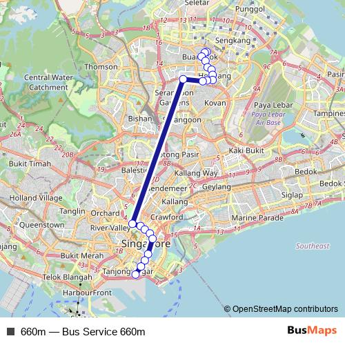 660m bus Line Map