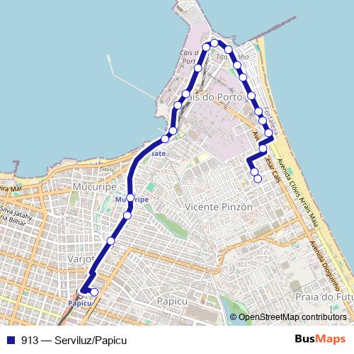 913 bus Line Map