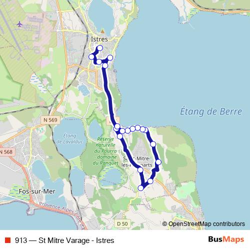 913 bus Line Map