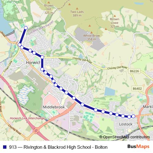 913 bus Line Map