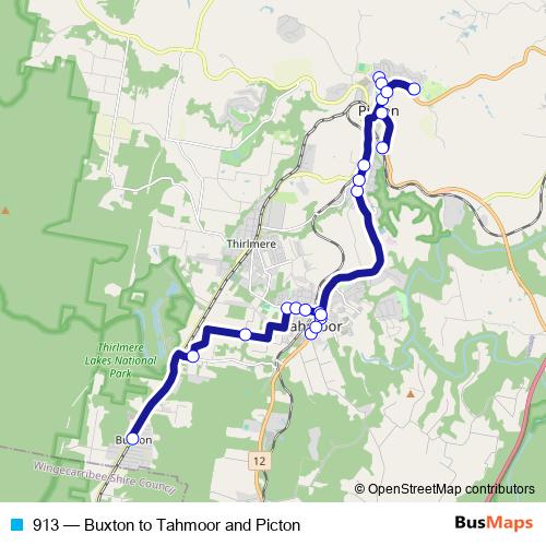 913 bus Line Map