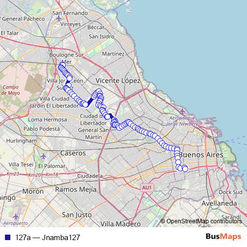 127a bus Line Map