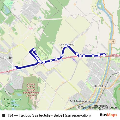 T34 bus Line Map
