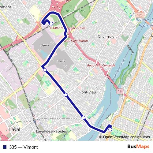 335 bus Line Map