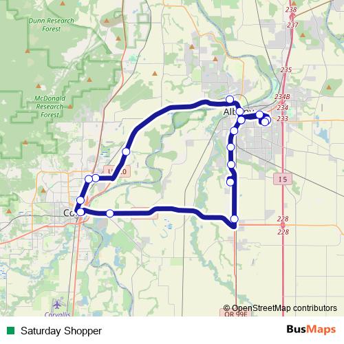 Saturday Shopper bus Line Map
