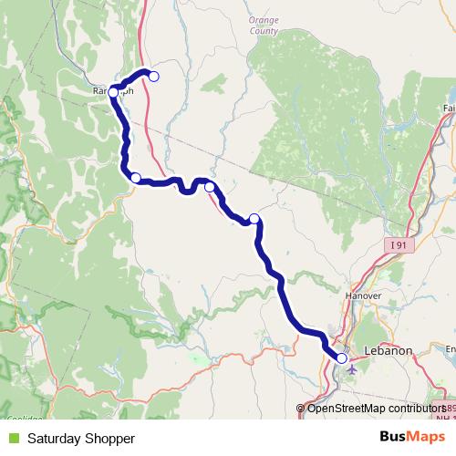 Saturday Shopper bus Line Map