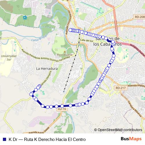 K Dr bus Line Map