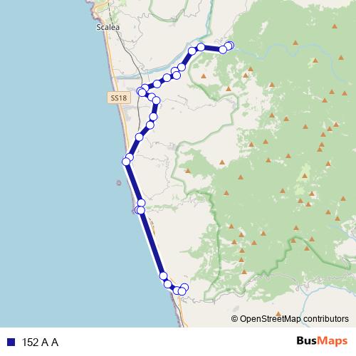 152 A A bus Line Map