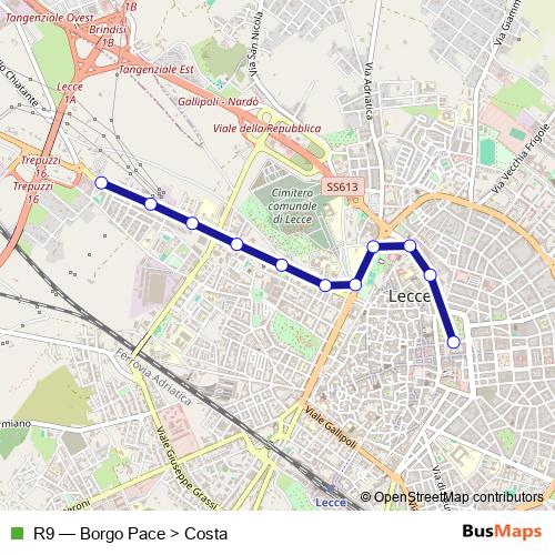 R9 bus Line Map