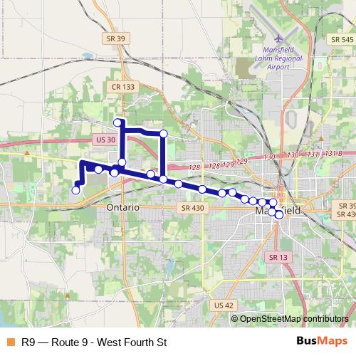 R9 bus Line Map