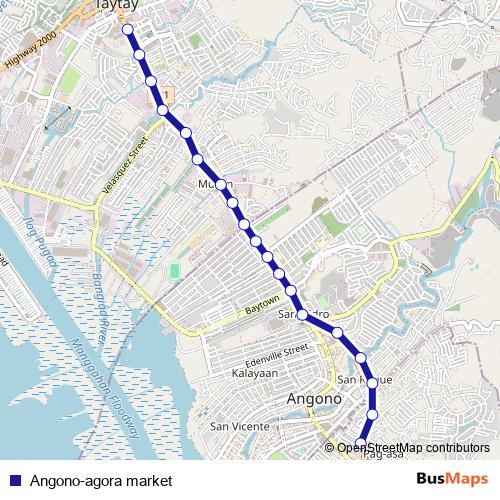 Angono-agora market bus Line Map