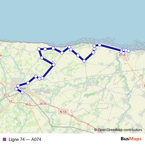 Ligne 74 bus Line Map