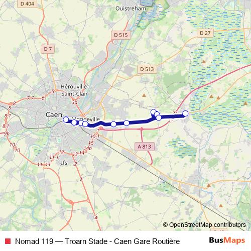 Nomad 119 bus Line Map