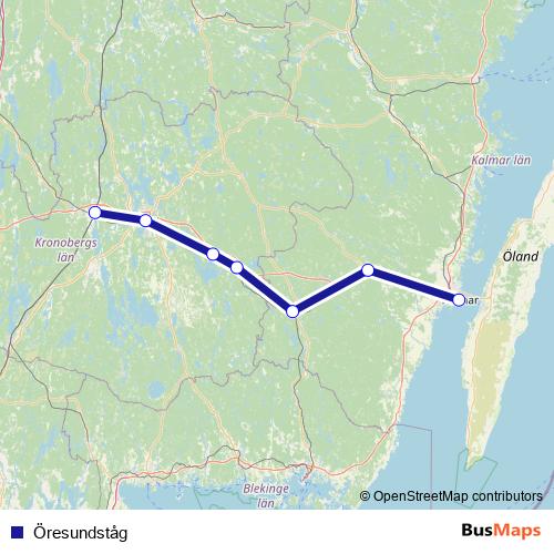 Öresundståg rail Line Map
