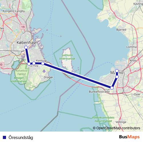 Öresundståg rail Line Map