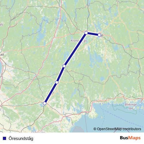 Öresundståg rail Line Map