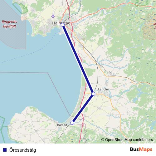 Öresundståg rail Line Map