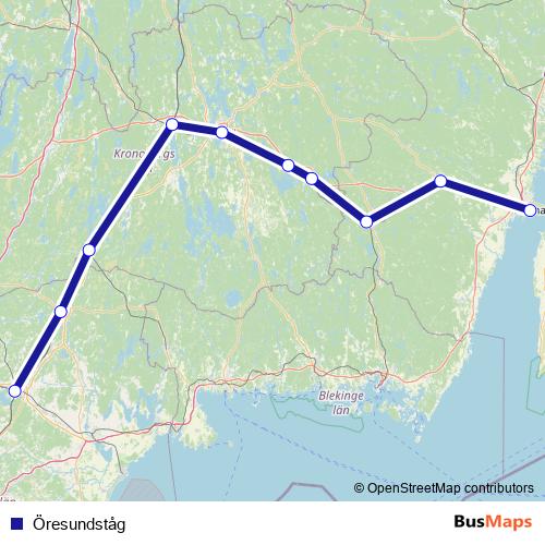 Öresundståg rail Line Map