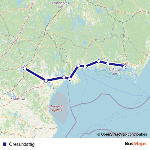 Öresundståg rail Line Map