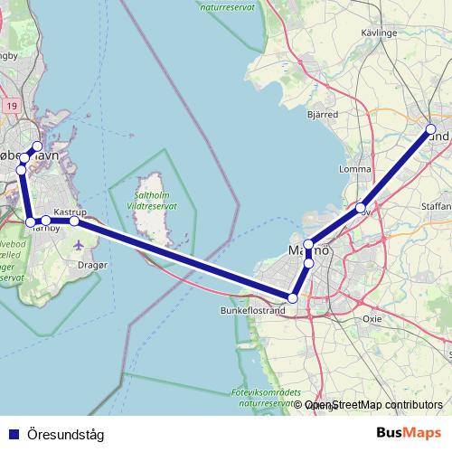 Öresundståg rail Line Map